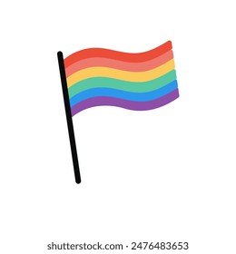 Rainbow-colored Flag in a flat style. Design element for LGBTQ culture decoration, t-shirt, flag, postcard, poster, social media post. Pride month.