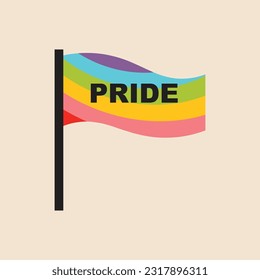 Rainbow-colored flag. LGBTQ symbol, pride month, homosexuality and queer holiday concept. Flat vector illustration isolated on white background.