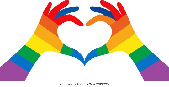 Rainbow-Colored Hands Forming Heart Shape