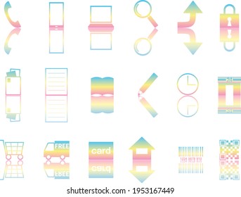 A rainbow-colored icon set that can be used for shops, mail orders, and shopping