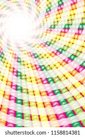 Rainbow-colored illumination and vortex radiation