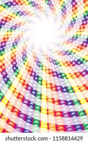 Rainbow-colored illumination and vortex radiation