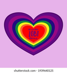 The rainbow-colored overlapping heart shapes represent the pride of love among people of various sexual tastes. A rainbow heart shaped symbol of LGBT people.