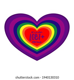 Las formas de corazón superpuestas de color arcoiris representan el orgullo del amor entre personas de diversos gustos sexuales. Un corazón arco iris en forma de símbolo de la gente LGBT.