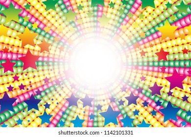 Rainbow-colored radiation and stardust, happy image