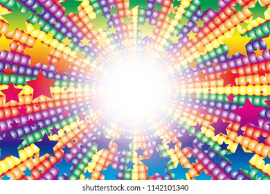 Rainbow-colored radiation and stardust, happy image