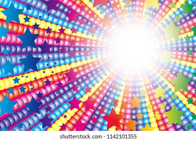 Rainbow-colored radiation and stardust, happy image