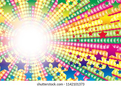 Rainbow-colored radiation and stardust, happy image