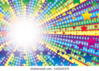 Rainbow-colored radiation and stardust, happy image