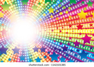 Rainbow-colored radiation and stardust, happy image