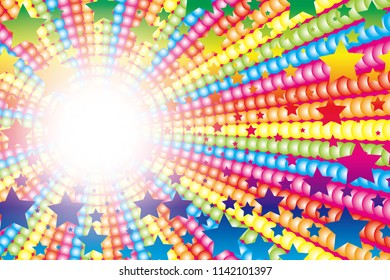 Rainbow-colored radiation and stardust, happy image