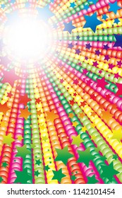 Rainbow-colored radiation and stardust, happy image