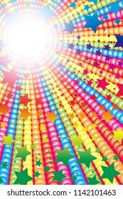 Rainbow-colored radiation and stardust, happy image