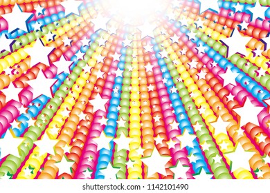 Rainbow-colored radiation and stardust, happy image