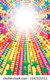 Rainbow-colored radiation and stardust, happy image