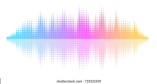 A Rainbow-colored Sound Wave Composed By Round Dots Set Against A White Background