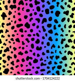 Rainbow-colored spotted gradient seamless pattern. Vector wallpaper. 