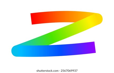 Rainbow-colored squiggle. Cool multicolored squiggle isolated on white background. Organic doodle figure with spectrum gradient effect. Vector illustration.