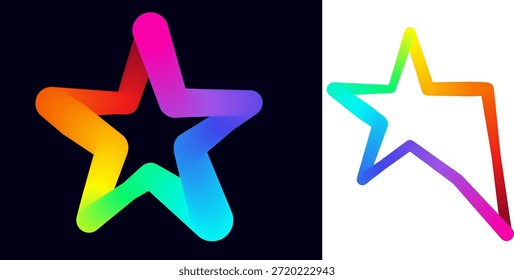 rainbowcolored star shapes on black and white backgrounds