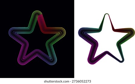 rainbowcolored star shapes on white and black backgrounds