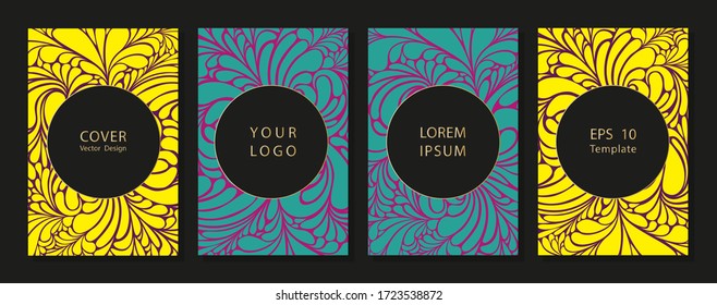 Rainbow-colored swirls background with splatter and retro floral elements. Hand drawn creative flower.  Colorful artistic background with blossom.
