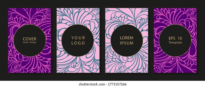 Rainbow-colored swirls background with splatter and retro floral elements. Creative modern bright concept circle round shape Colorful artistic background with blossom.