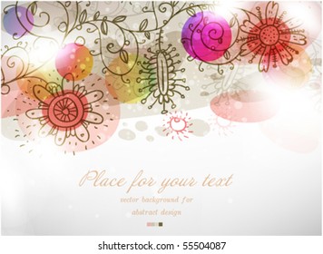 rainbow-colored swirly background with splats and retro floral elements