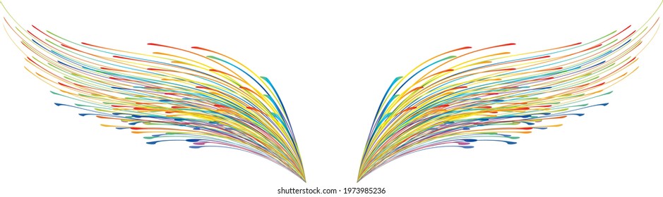 A rainbow-colored torrent like a wide wing