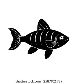 Rainbowfish Silhouette Vector Art and Rainbowfish Black Color Design Illustration