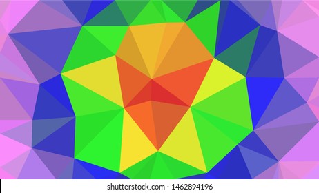 Rainbow/Pride coloured modern gradient triangle background texture made out of triangles of  different sizes in vector art, to be used as background/texture for sites/posters (Low Poly texture)
