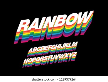 rainbow/retro/colorful shadow typography design vector