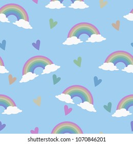 Rainbows and Colorful Hearts Seamless Pattern
