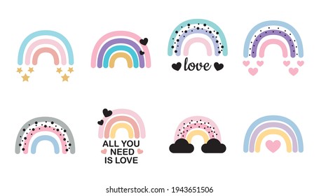 Rainbows  cute vector illustration. Cute vector print. 
