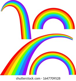 Rainbows in different shape on white background