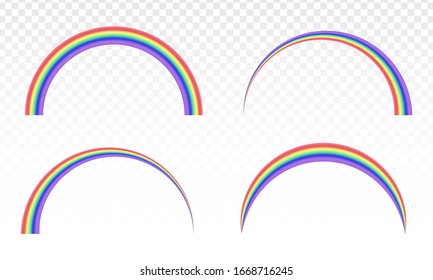 Rainbows in different shape realistic. isolated on transparent background - stock vector.