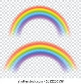 Rainbows in different shape realistic set. Perfect set isolated on transparent background - stock vector.
