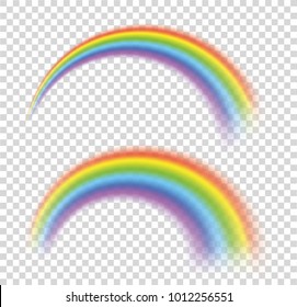 Rainbows in different shape realistic set. Perfect set isolated on transparent background - stock vector.