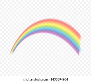 Rainbows in different shape realistic set on transparent. Vector stock illustration.