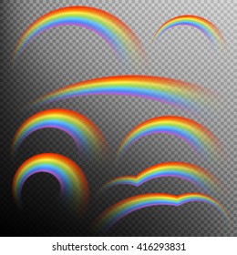 Rainbows in different shape realistic set on transparent background. EPS 10 vector file included