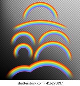 Rainbows in different shape realistic set on transparent background. EPS 10 vector file included