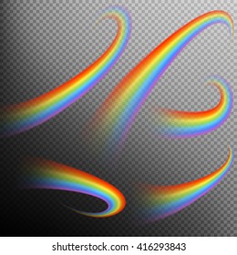 Rainbows in different shape realistic set on transparent background. EPS 10 vector file included