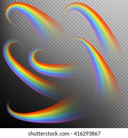 Rainbows in different shape realistic set on transparent background. EPS 10 vector file included
