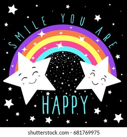 rainbows and little stars,t shirt print vector design