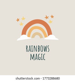Ilustración vectorial de Rainbows Mágico al estilo escandinavo 