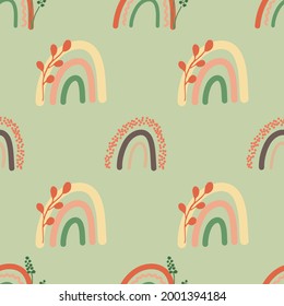 Rainbows seamless pattern. Boho style. Vector illustration.