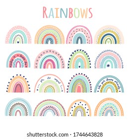 Rainbows set baby vector illustration