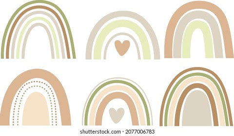 Clíparte vectorial de los arcos de lluvia aislada en el fondo blanco. Ducha para bebés, prendas de vestir, elementos de reserva de recortes.
