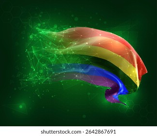 Rainbow,vector 3d flag on green background and numbers