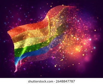 Rainbow,vector 3d flag with a splash of paint dots, explosion of colored dots