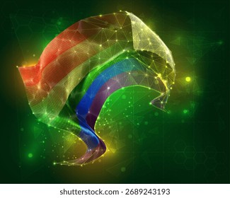 Rainbow,vector 3d flag virtual triangular polygons on a color background